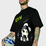 Men's Black Gym Reaper Graphic Printed Oversized T-shirt