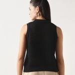 Women's Black Textured Short Top