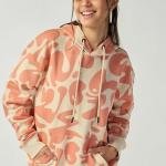 Women's Beige & Orange All Over Printed Oversized Hoodie