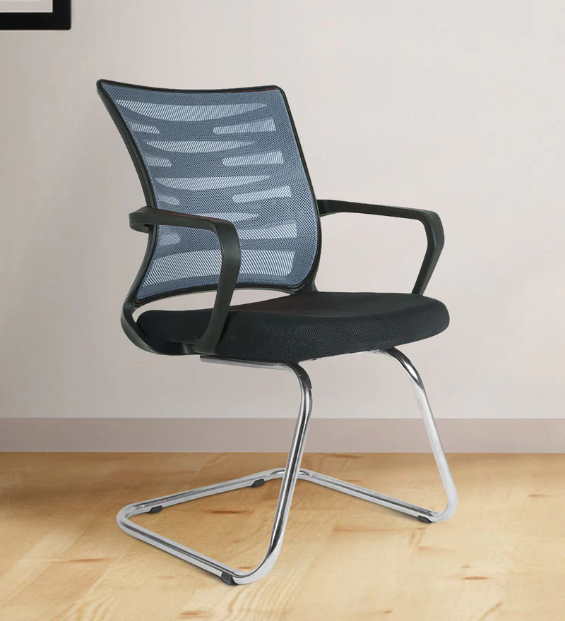 Cantilever Chair In Black And Grey - WeftKart