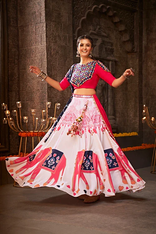 Printed Work White Color Best Chaniya Choli For Navratri Festival