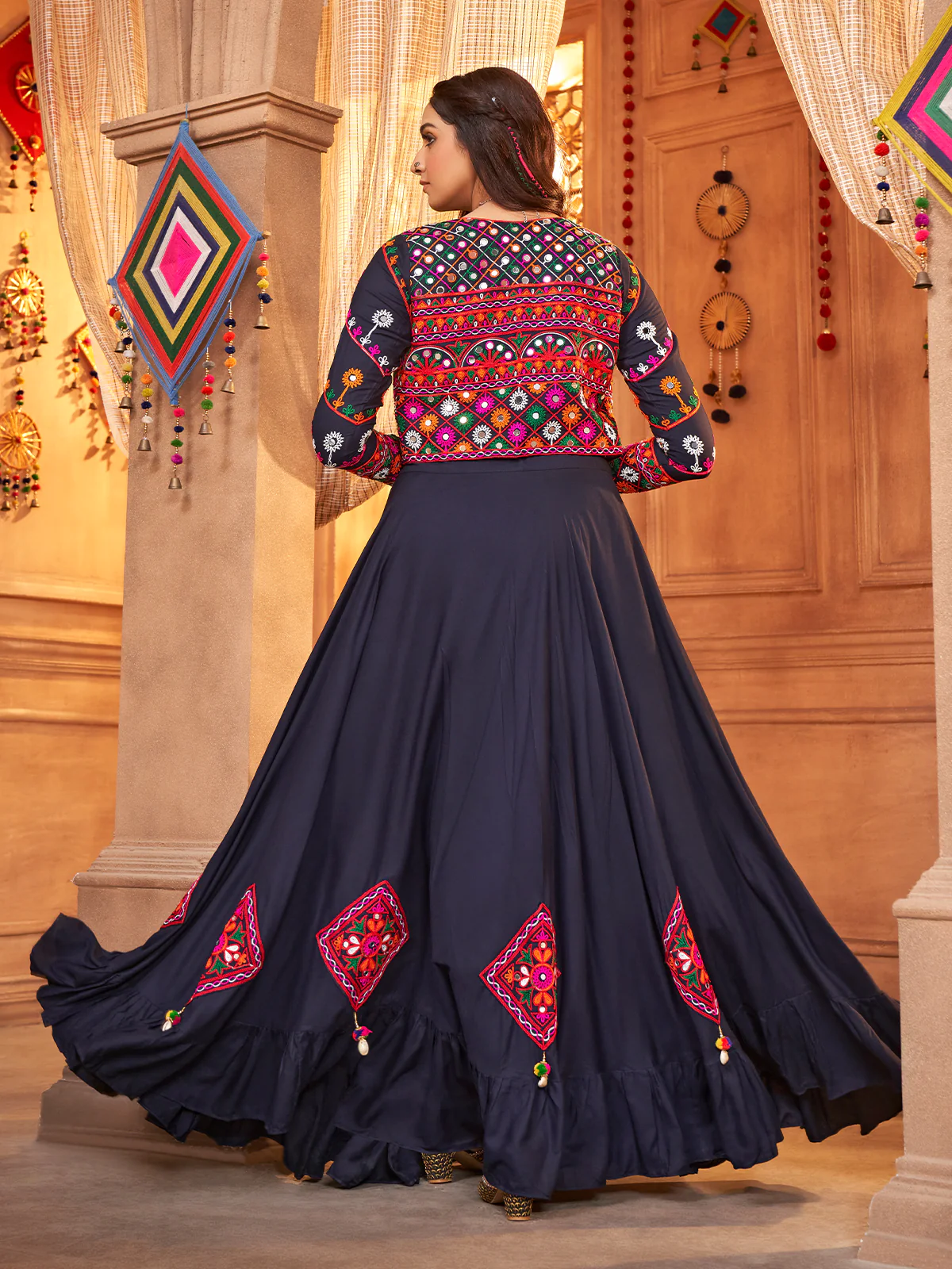 Gujarati Blue Navratri Lehenga Choli Set