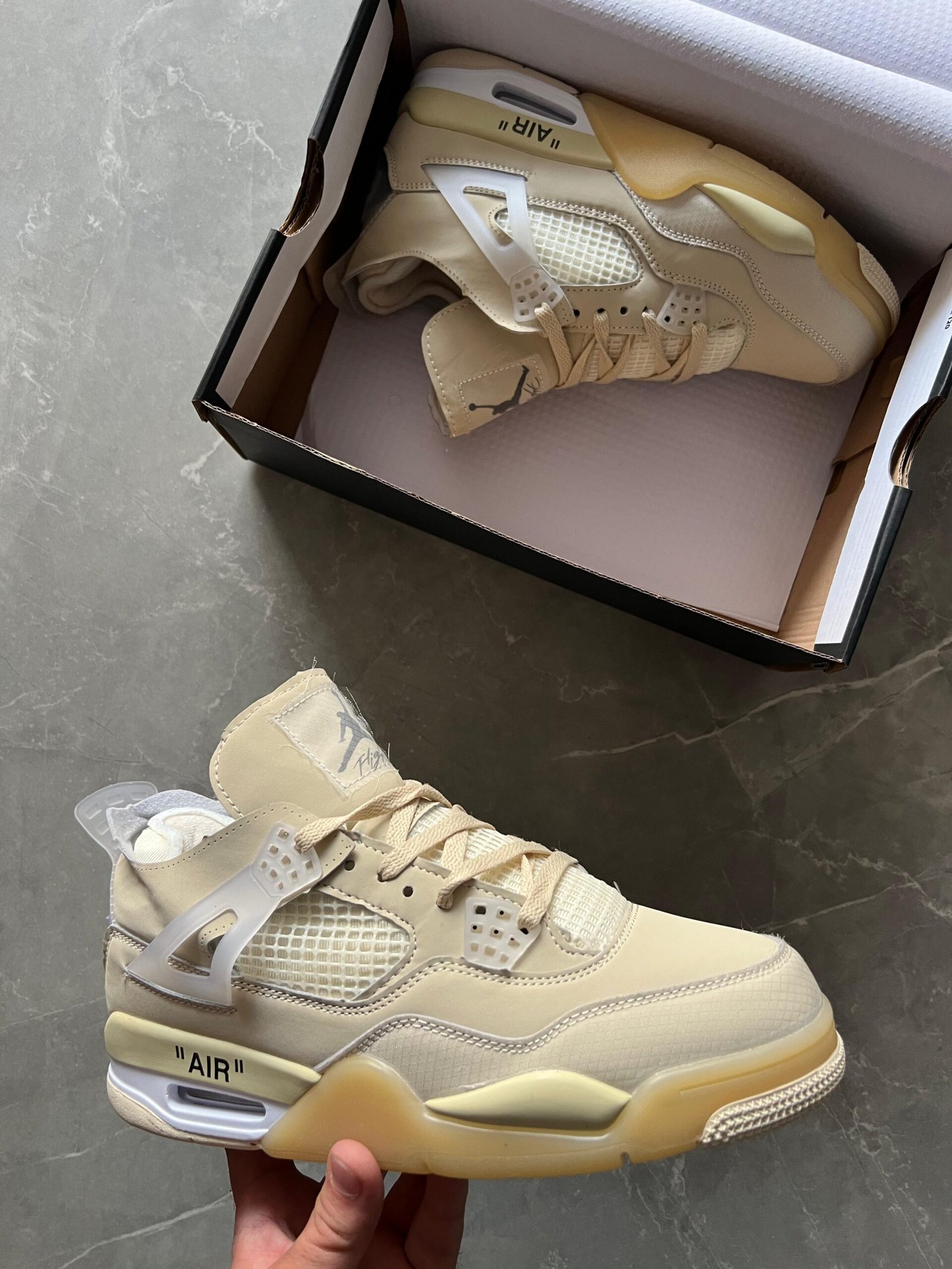 Branded Air Retro 4 Cream Sneakers