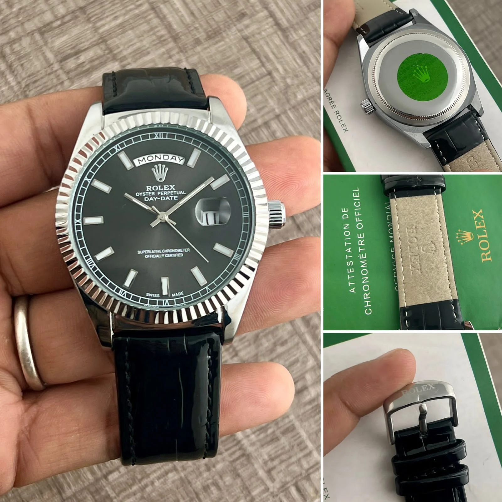 First Copy of Rolex Watch Day Date Croco Black for Men