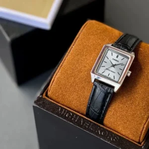 Casio Model for Her First Copy Watch - Black Leather Strap