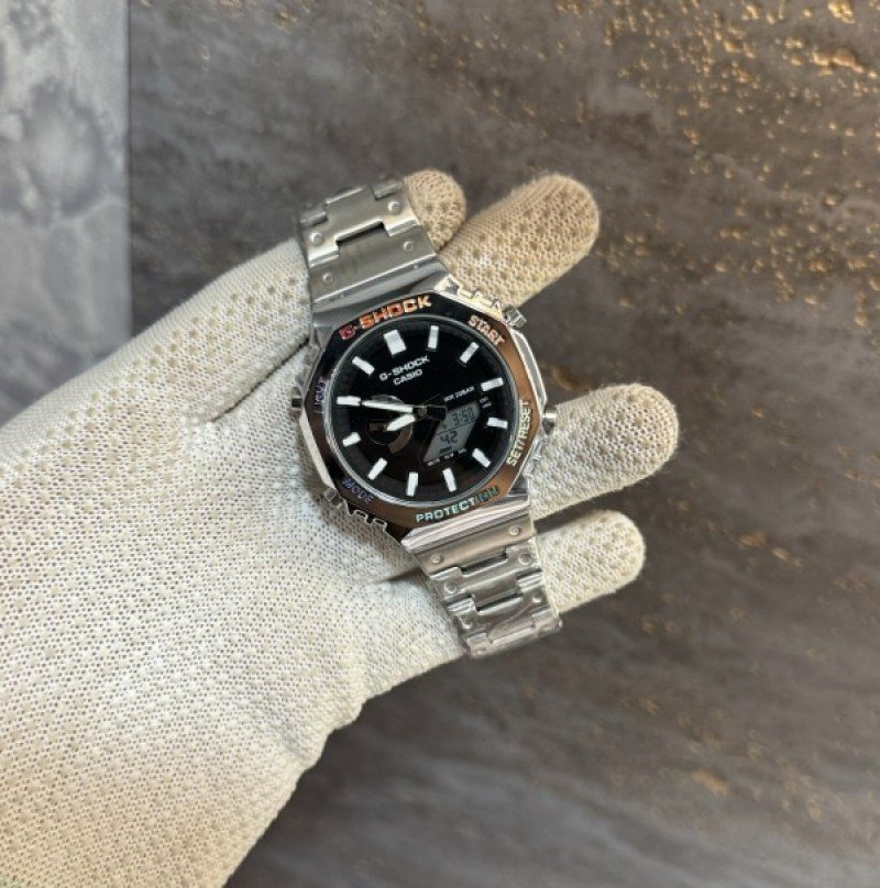 First Copy G-Shock Silver Rainbow 44mm Full Metal Premium Watch (1)