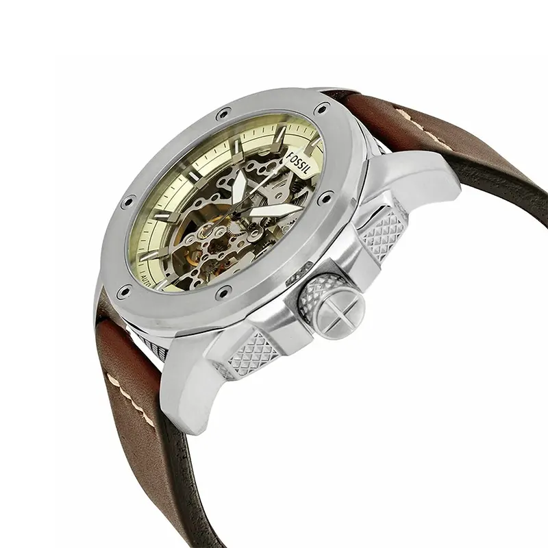 Fossil Modern Machine Automatic Skeleton Dial Brown Leather Men's Watch - ME3083