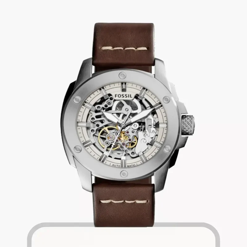 Fossil Modern Machine Automatic Skeleton Dial Brown Leather Men's Watch - ME3083
