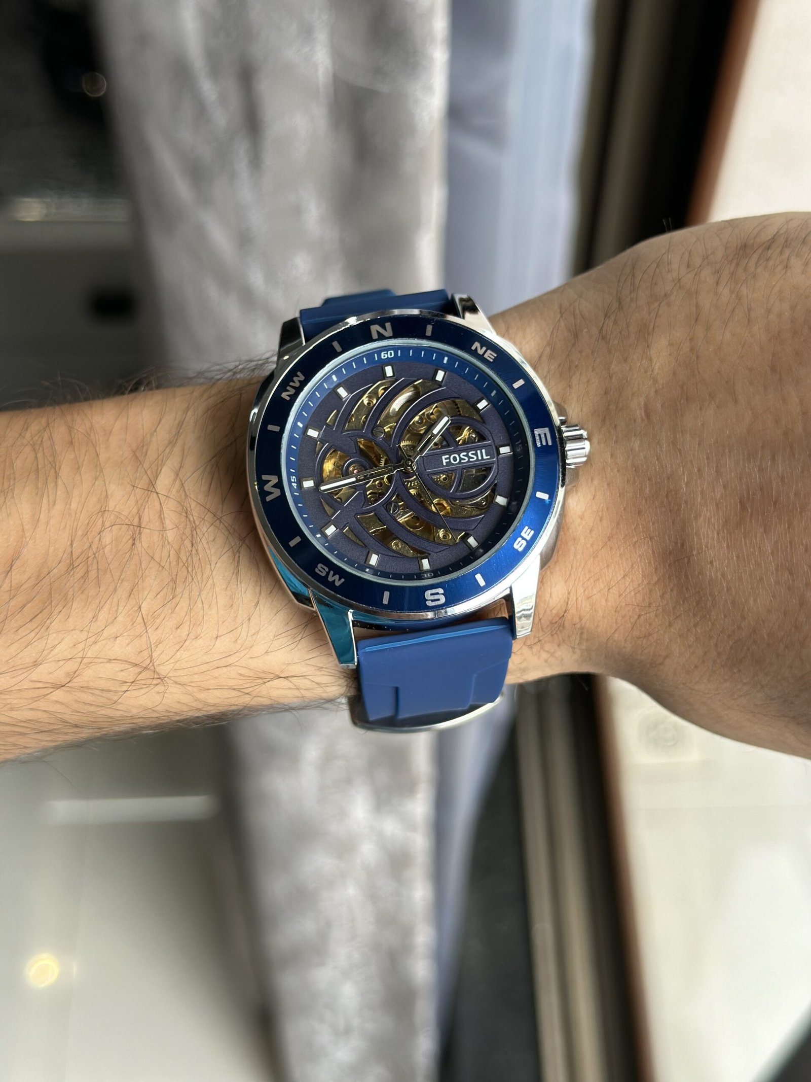 Fossil Skeleton Automatic First Copy Watch - Blue Strap (2)