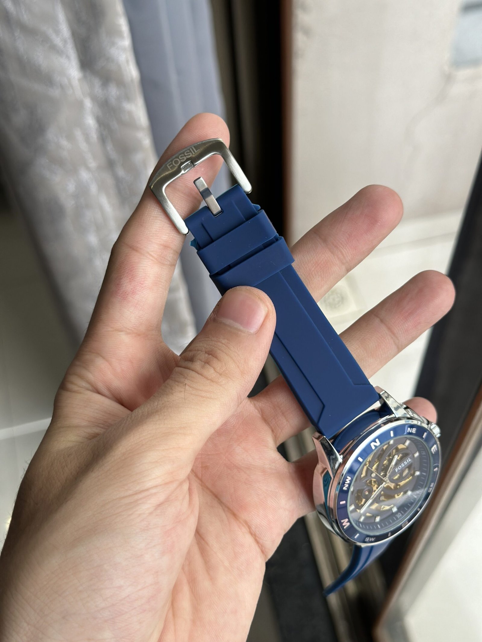 Fossil Skeleton Automatic First Copy Watch - Blue Strap (4)