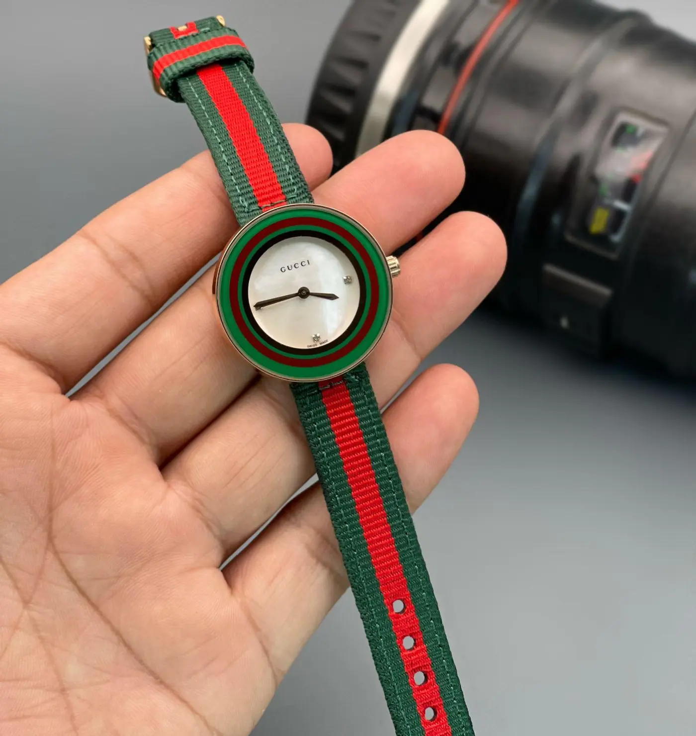 Gucci GG Girls First Copy Watch - White Dial, Rose Gold Lock