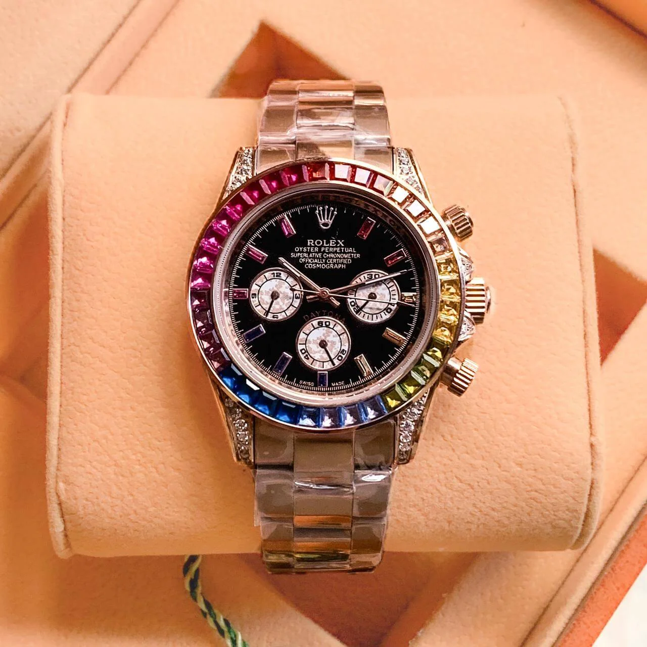 Rolex Daytona Rainbow Rose Gold First Copy Watch for Men