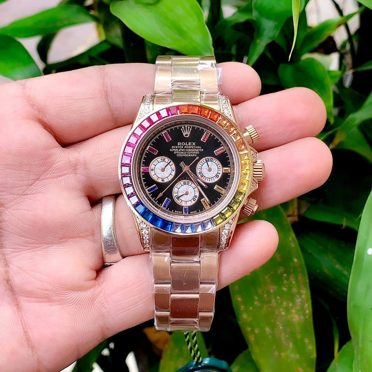 Rolex Daytona Rainbow Rose Gold First Copy Watch for Men