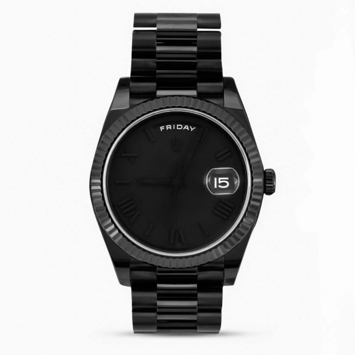 Rolex Watch Copy Day-Date Dark Black for Men (4) Rolex Watch Copy Day-Date Dark Black for Men