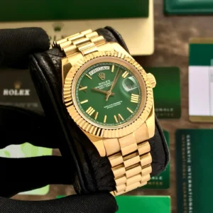 Rolex Watch with Indian Day-Date Green Dial for Men
