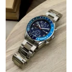 Buy Classy Fossil Round Dial Auto Watch Silver Blue Watch For Men (SHH04681)