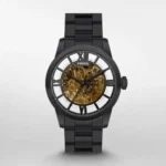 Round Black Automatic Fossil Watch for Men - First Copy