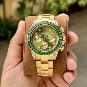 Golden Rolex Rainbow Watch Green