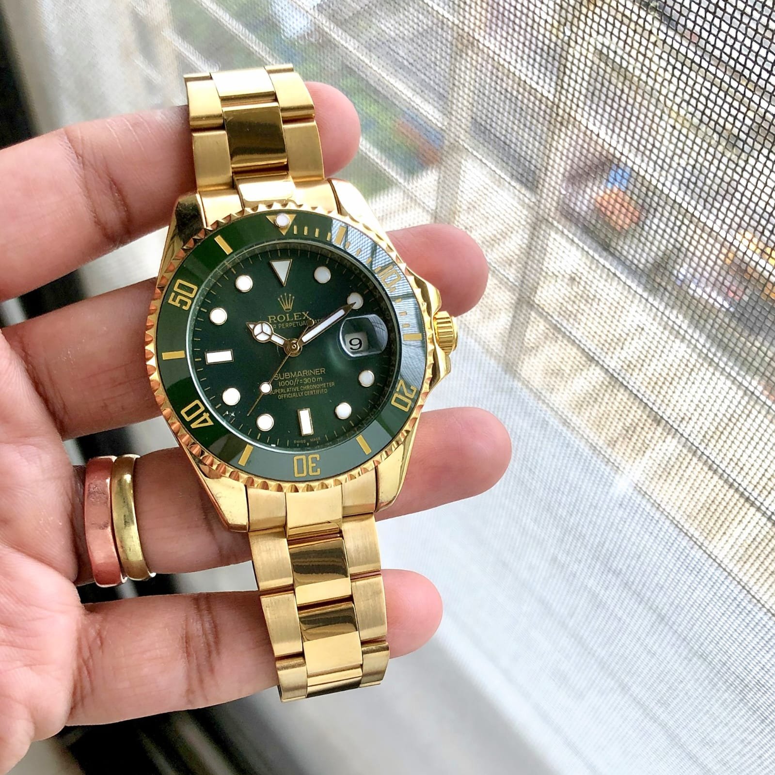 Rolex Submariner Full Gold Green Dial Swiss Automatic Watch