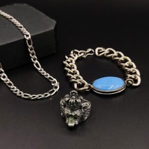 Exclusive Alloy Silver Plated Chain With Finger Ring & Bracelets (Pack of 3)