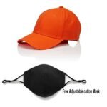 Voguish Plain Cotton Cap With Mask - Orange (ZS-2306408)