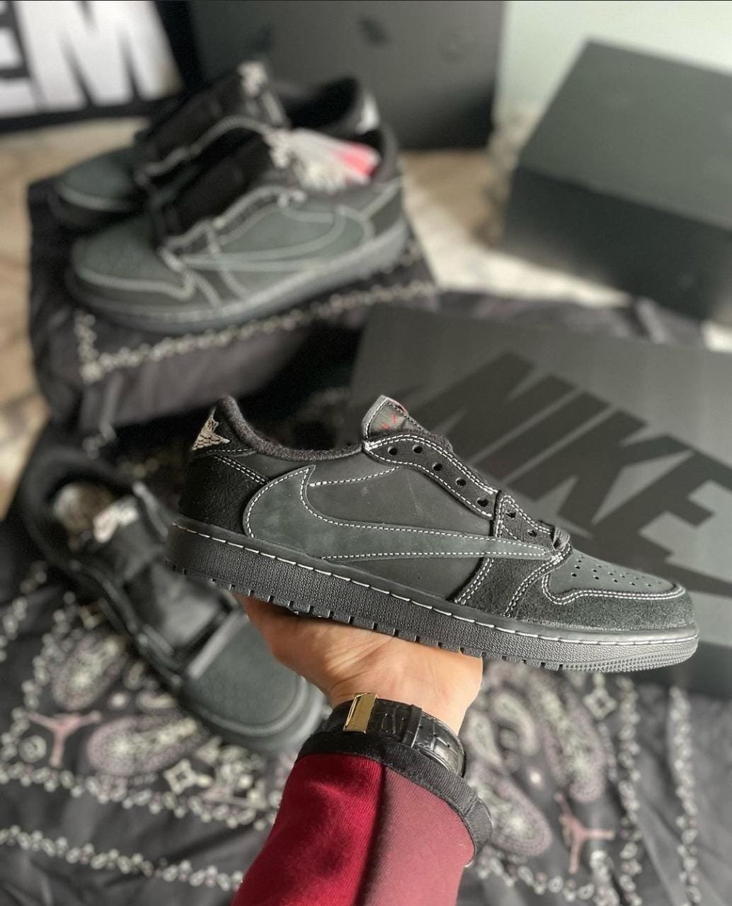 Travis Scott x AJ1 Low Black Phantom