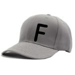 Unisex Plain F Printed Cotton Cap - Grey (ZS-2217266)