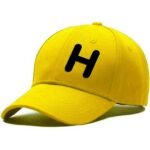 Unisex Plain H Printed Cotton Cap - Yellow (ZS-2215829)