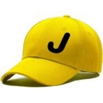 Unisex Plain J Printed Cotton Cap - Yellow (ZS-2215831)