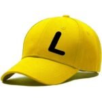 Unisex Plain L Printed Cotton Cap - Yellow (ZS-2215827)