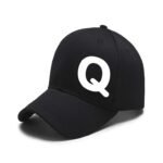 Unisex Plain Q Printed Cotton Cap - Black (ZS-2215735)