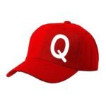 Unisex Plain Q Printed Cotton Cap - Red (ZS-2217166)
