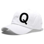 Unisex Plain Q Printed Cotton Cap - White (ZS-2217191)