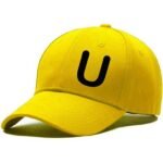 Unisex Plain U Printed Cotton Cap - Yellow (ZS-2215845)