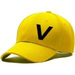 Unisex Plain V Printed Cotton Cap - Yellow (ZS-2215847)