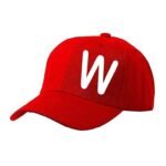 Unisex Plain W Printed Cotton Cap - Red (ZS-2217173)