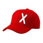 Unisex Plain X Printed Cotton Cap - Red (ZS-2217175)