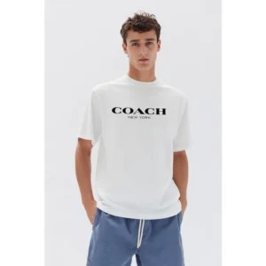 Premium Cotton Coach T-shirt for Men, White (WA361)