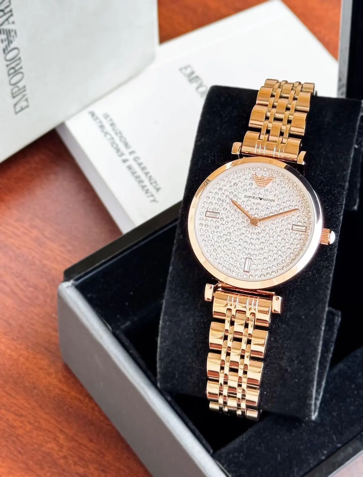 Armani Rose Gold Full Diamond Watch