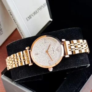 Armani Rose Gold Full Diamond Watch