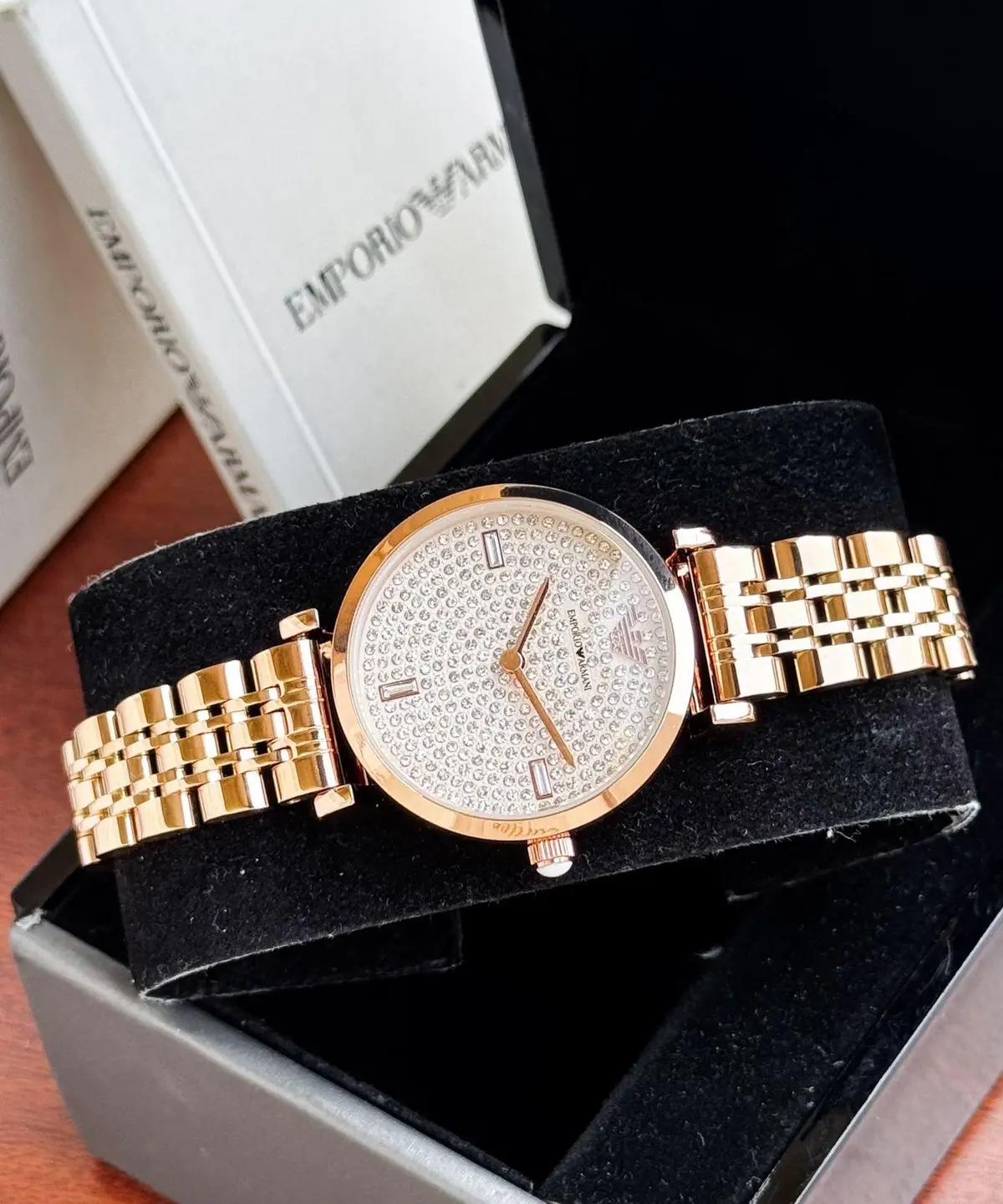 Armani Rose Gold Full Diamond Watch