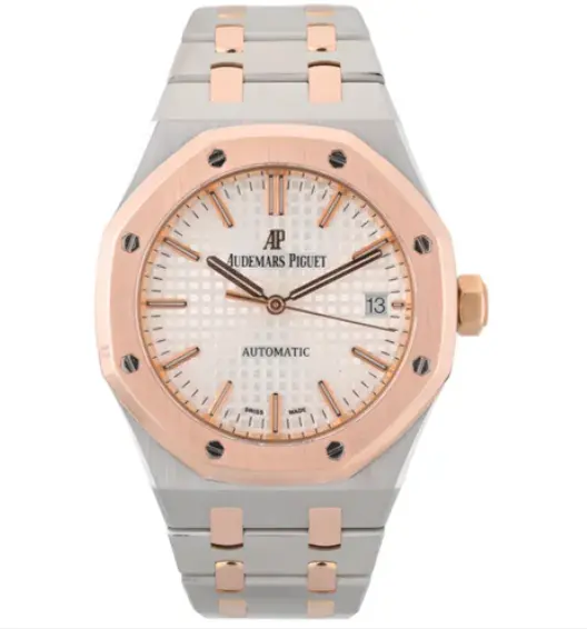 Audemars Piguet Royal Oak with White Dial and Rose Gold Bezel Automatic Watch for Men