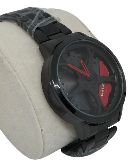 Car Wheel Watch - Mercedes Benz Fashion Rotating Stereoscopic Sport Watch Red -