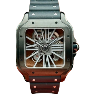 Cartier Santos DLC Black Skeleton Watch