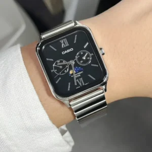 Casio Analog Watch for Men - Casio Standard Analog Moon Phase Full Black Quartz MTP-M305D-1A