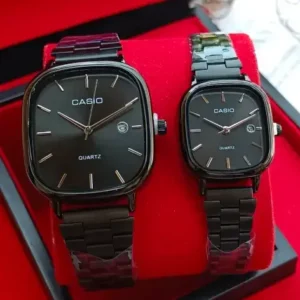 Casio Couple Watch - Quartz Classic Black Watch For Men & Women Full Black watch for couples
