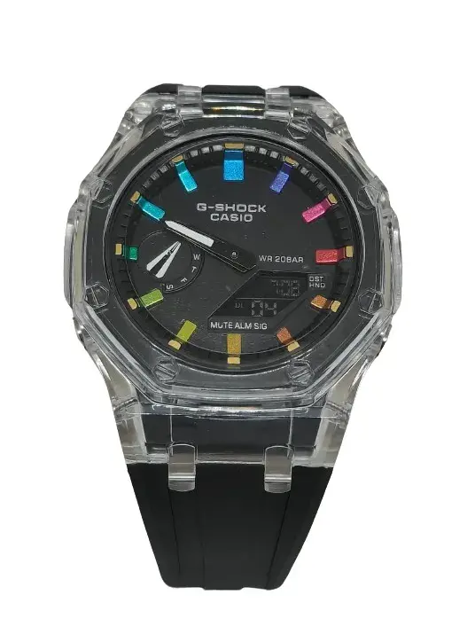 Casio GShock - G Shock Watches for Men GA-2100-SKE-7AER-Black Rubber Strap with With Black Case - BK01