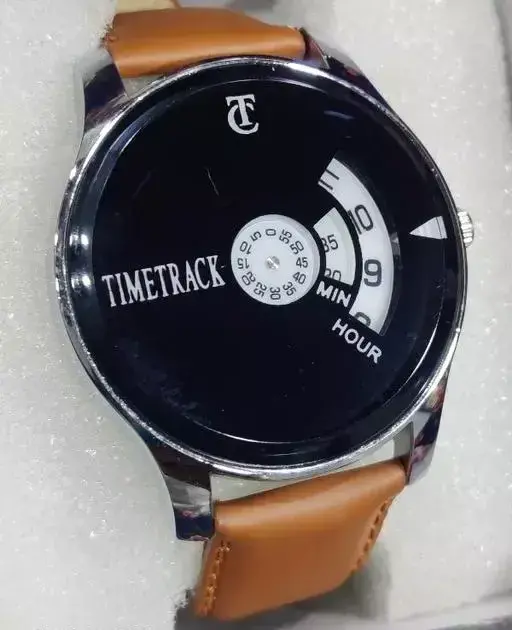 Classy Timetrack Leather watch- Black Dial