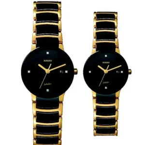 Couple Watches - Stainless Steel Strap Analog Watches for best Couples - Combo of 2 Black