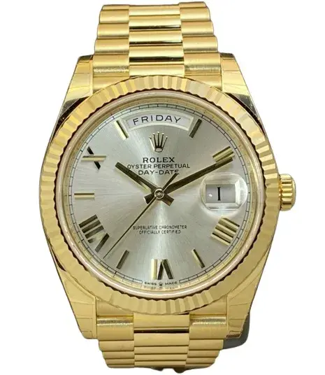 Day Date Stylish Analog Swiss Watch White dial Golden watch